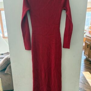 Abercrombie & Fitch Elegant Red Long Sleeve Backless Sweater Dress